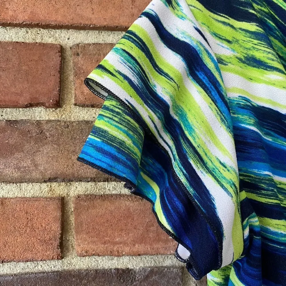 Bleeker & McDougal Cowl Neck Cap Sleeve Stripe Top XL
